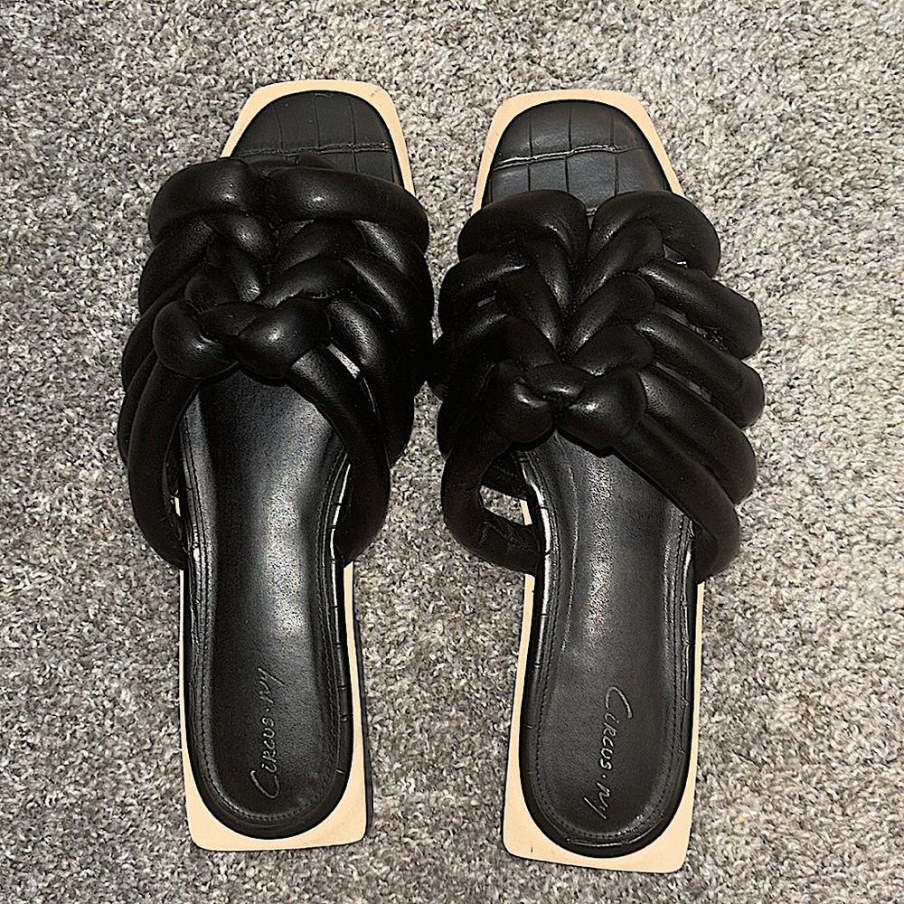 Black Slip On Sandals